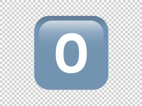 Vector shinny gradient blue keycap white digit zero icon button Stock Illustration