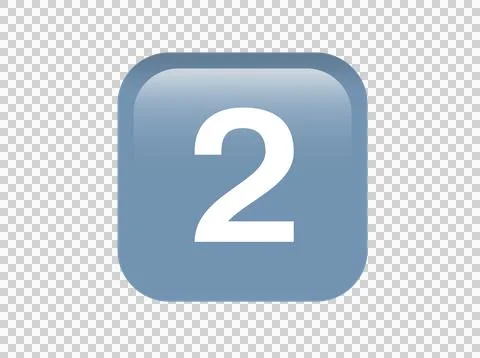 Vector shinny gradient blue keycap white digit two icon button Illustrazione stock