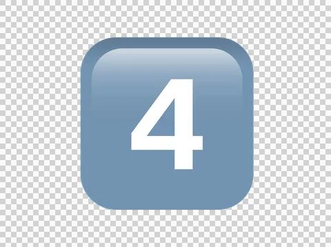 Vector shinny gradient blue keycap white digit four icon button 스톡 일러스트