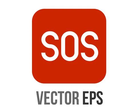 Vector shinny gradient white SOS word red icon button Illustrazione stock