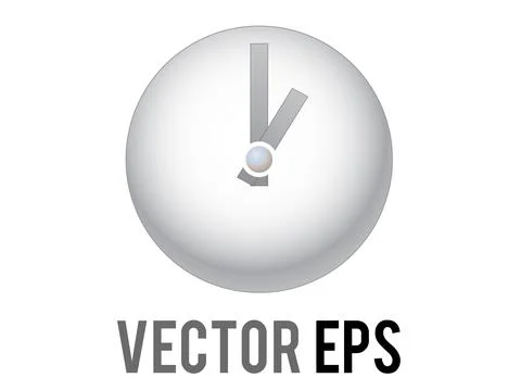 Vector shinny silver time clock icon with gray hour, minute hands and white f Stock Illustration