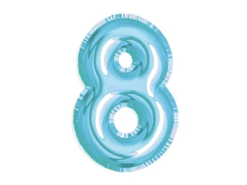 Vector shiny blue number eight air balloon for baby shower birthday party Illustrazione stock