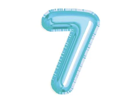 Vector shiny blue number seven air balloon for baby shower birthday party Stock Illustration