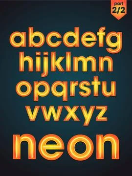Vector shiny neon font part 2 Stock Illustration