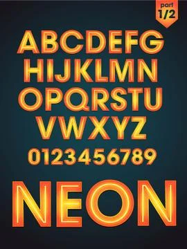 Vector shiny neon font part 1 Stock Illustration