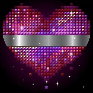 Vector shiny rhinestone heart Stock Illustration