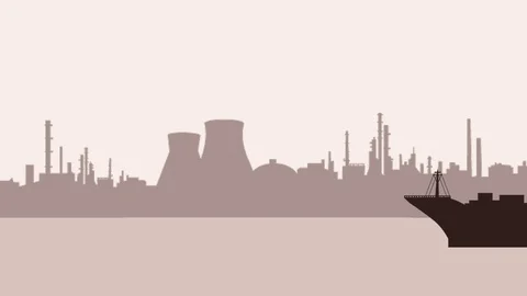 Vector Ship &amp; Industry City Stock Footage 127478465