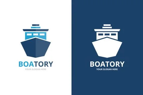 Vector ship logo combination. Boat symbol or icon. Unique yacht logotype design Stock Illustration