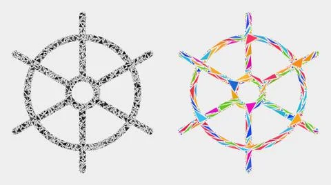 Vector Ship Rule Wheel Mosaic Icon of Triangle Elements 스톡 일러스트