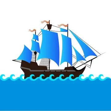 Vector ship with separate editable elements. Illustrazione stock