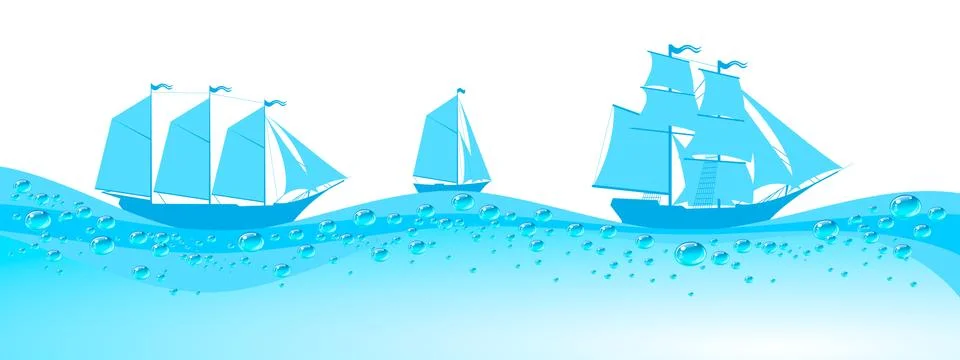 Vector ship with separate editable elements. Stock Illustration