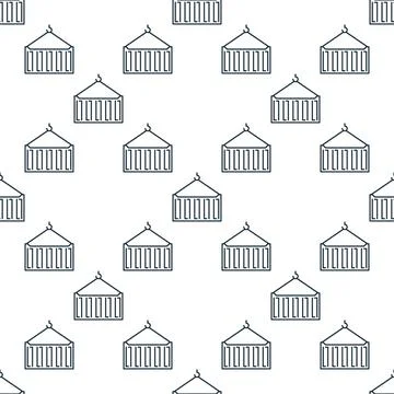 Vector Shipping Container line seamless pattern 스톡 일러스트