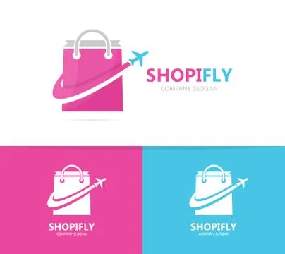 Vector of shop and plane logo combination. Sale and travel symbol or icon イラスト素材