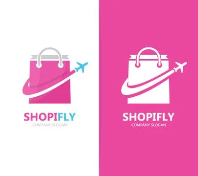 Vector of shop and plane logo combination. Sale and travel symbol or icon 스톡 일러스트