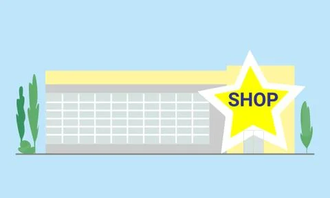 Vector shop facade flat illustration. Building design element, isolated clipa Ilustración de archivo