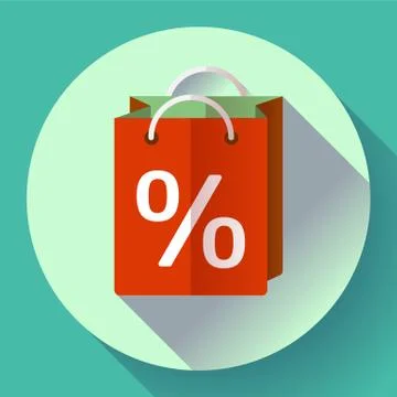 Vector shopping bag Icon. Flat design style. Stock Illustration