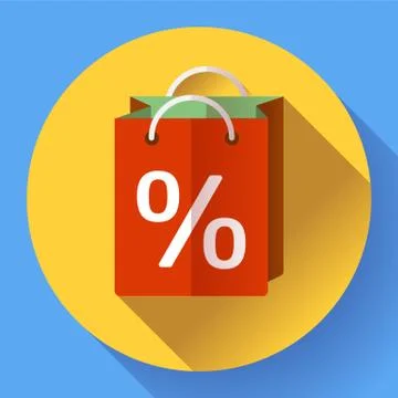 Vector shopping bag Icon. Flat design style. Stock Illustration