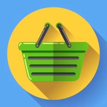 Vector shopping basket icon. Flat design style. Illustrazione stock