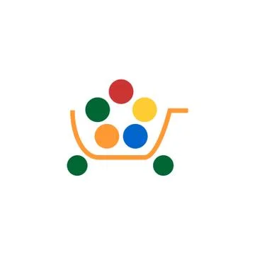 Vector shopping cart icon. Flat style on white background Illustrazione stock