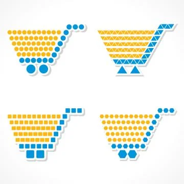 Vector Shopping Cart Icon Set with different shapes Stock Illustration