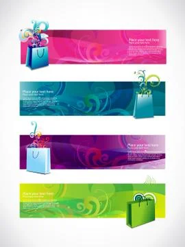 Vector shopping headers set of four Stock Illustration