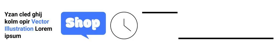 Vector of Shopping Icon with Clock and Placeholder Text for Landing Page Desi Illustrazione stock