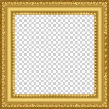 Vector showing golden frame with leaf bead rim, teal panel on transparent Illustrazione stock