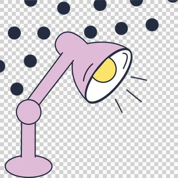 Vector showing lavender lamp casting yellow rays with navy dots on transparent Stock Illustration