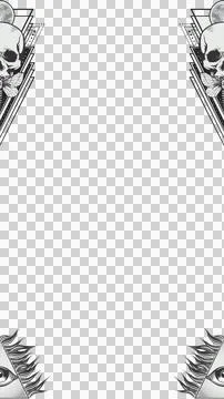 Vector showing occult design with skulls and moths, eye pyramids on transparent Stock Illustration