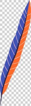 Vector showing stylized feather with purple-orange panels, white stripes on Stock Illustration