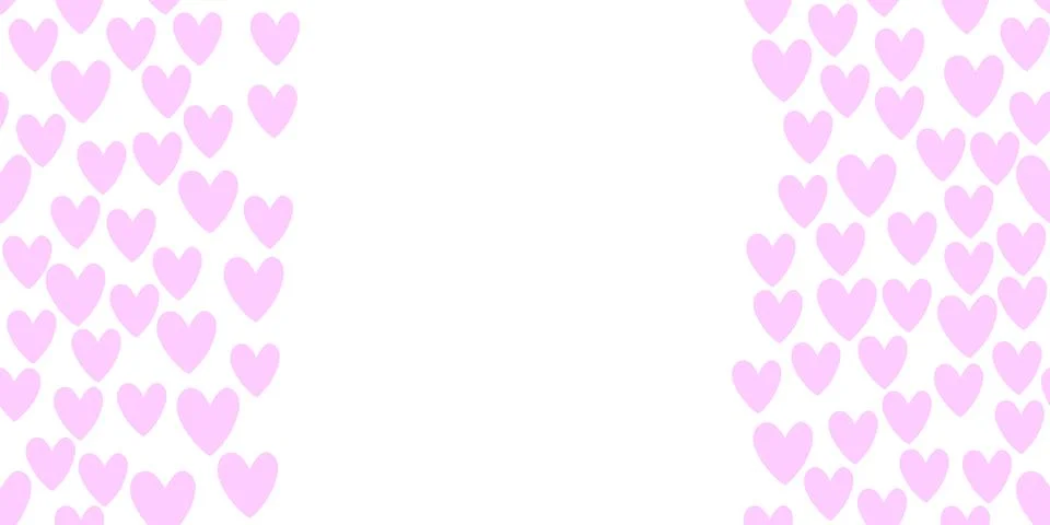 Vector side border, backdrop, frame of pink small hearts. Simple cute backgro Illustrazione stock