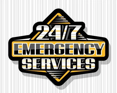 Vector sign 24/7 Emergency Services Stock Illustration