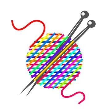 Vector sign ball of yarn, knitting tools. Fashion concept. Stock vector illus Stock Illustration