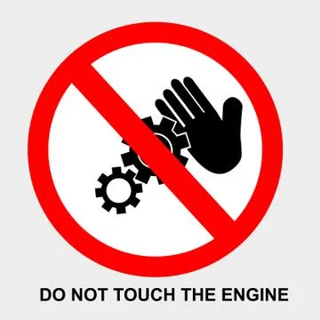 Vector sign, Caution danger of working engine, isolated on white Stock Illustration