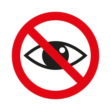 Vector sign of crossed eye. Red circle ban icon Stock Illustration