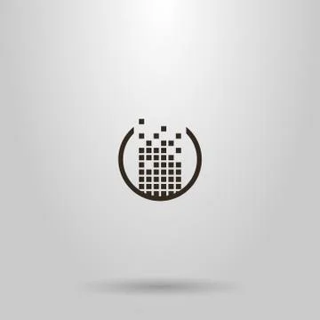 Vector sign design built from a set of squares in a round frame Stock Illustration