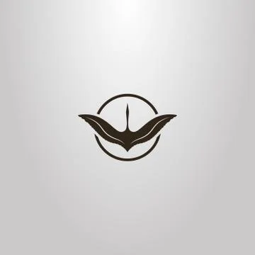 Vector sign of a flying crane in a round frame	 Stock-Illustration
