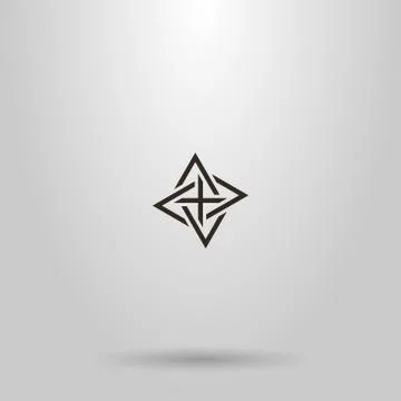Vector sign of four intertwined triangles pointing different directions Stock Illustration