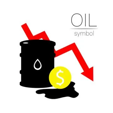 Vector sign of oil. Statistics dollar down, global financial crisis. Black Stock Illustration
