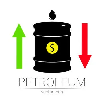 Vector sign of oil. Statistics dollar up and down, global financial crisis Stock-Illustration