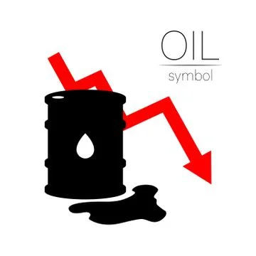 Vector sign of oil. Statistics down, global financial crisis. Black symbol Stock Illustration