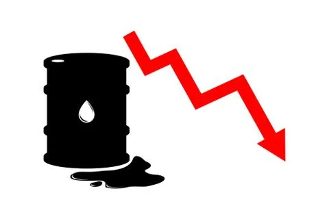 Vector sign of oil. Statistics down, global financial crisis. Black symbol Stock Illustration