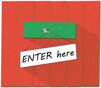 Vector sign saying Enter here Illustrazione stock