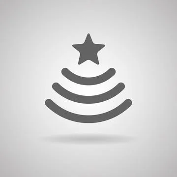 Vector sign wi-fi in the form of a Christmas tree with star. Gray isolated icon. Illustrazione stock