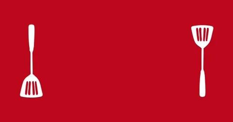Vector silhouette of aspatula, isolated on a red background Stock Footage 340516181