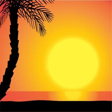 Vector silhouette background beach. Stock-Illustration