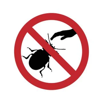 Vector silhouette of ban on touching beatle on white background. Symbol of an Ilustración de archivo