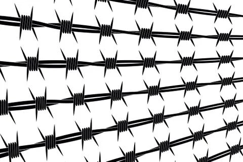Vector Silhouette of Barbed Wire Lines. Types and Different Variants Stock Illustration