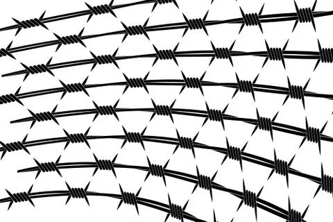 Vector Silhouette of Barbed Wire Lines. Types and Different Variants Stock Illustration