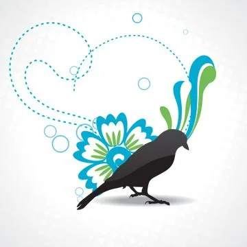 Vector silhouette of bird with beautiful artwork Stock Illustration